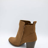 Qupid Shoes Tyson Booties for Women in Maple Brown