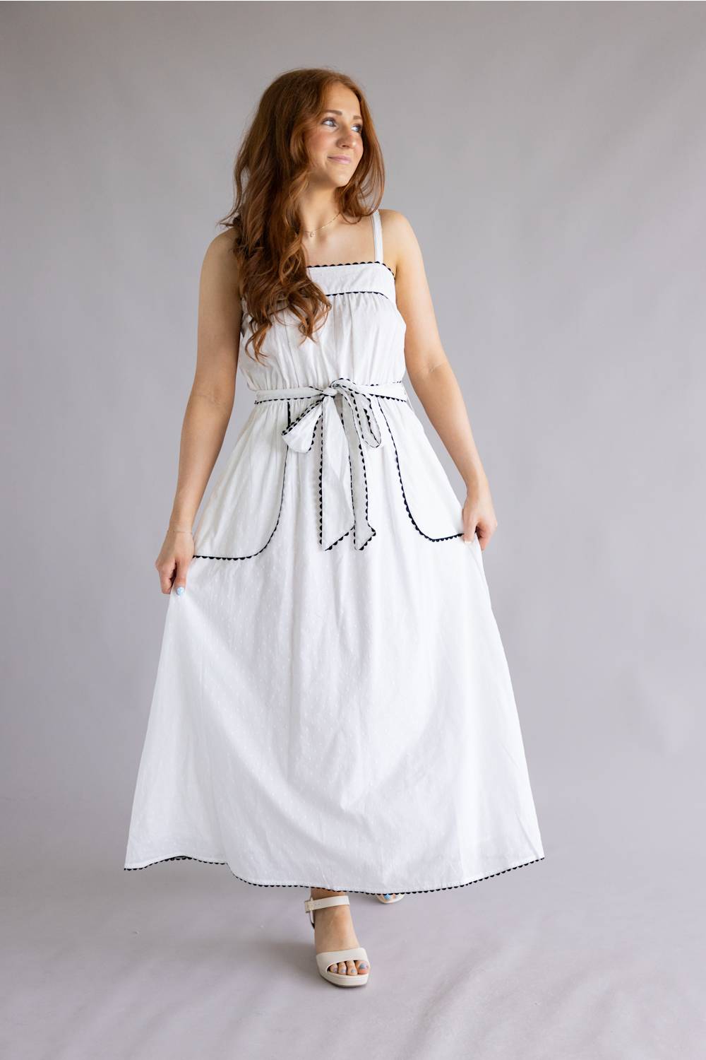 white dress near me in store Simply Southern White Ric Rac Dress