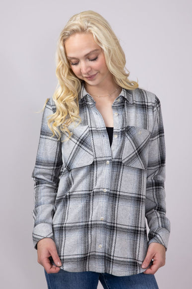 Thread & Supply Lewis Soft Luxe Button Up Shirt for Women in Black/Grey Plaid