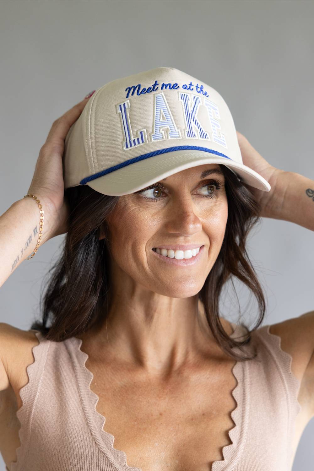 Meet Me at the Lake Trucker Hat for Women in Beige