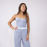 ACOA Pin Stripe Bustier & Pant Set for Women in Blue