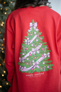 Simply Southern Youth Tree Long Sleeve T-Shirt for Girls in Red