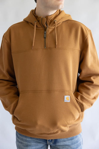 Carhartt Rain Defender Loose Fit Heavyweight Quarter Zip Hoodie for Men in Brown