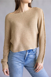 La Miel Off the Shoulder Sweater for Women in Crumb Cake
