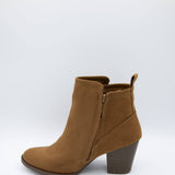 Qupid Shoes Tyson Booties for Women in Maple Brown