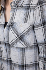 Thread & Supply Lewis Soft Luxe Button Up Shirt for Women in Black/Grey Plaid