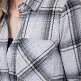 Thread & Supply Lewis Soft Luxe Button Up Shirt for Women in Black/Grey Plaid