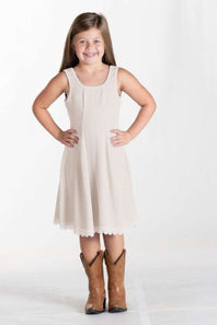 Youth Corded Tank Dress for Girls in Pearl