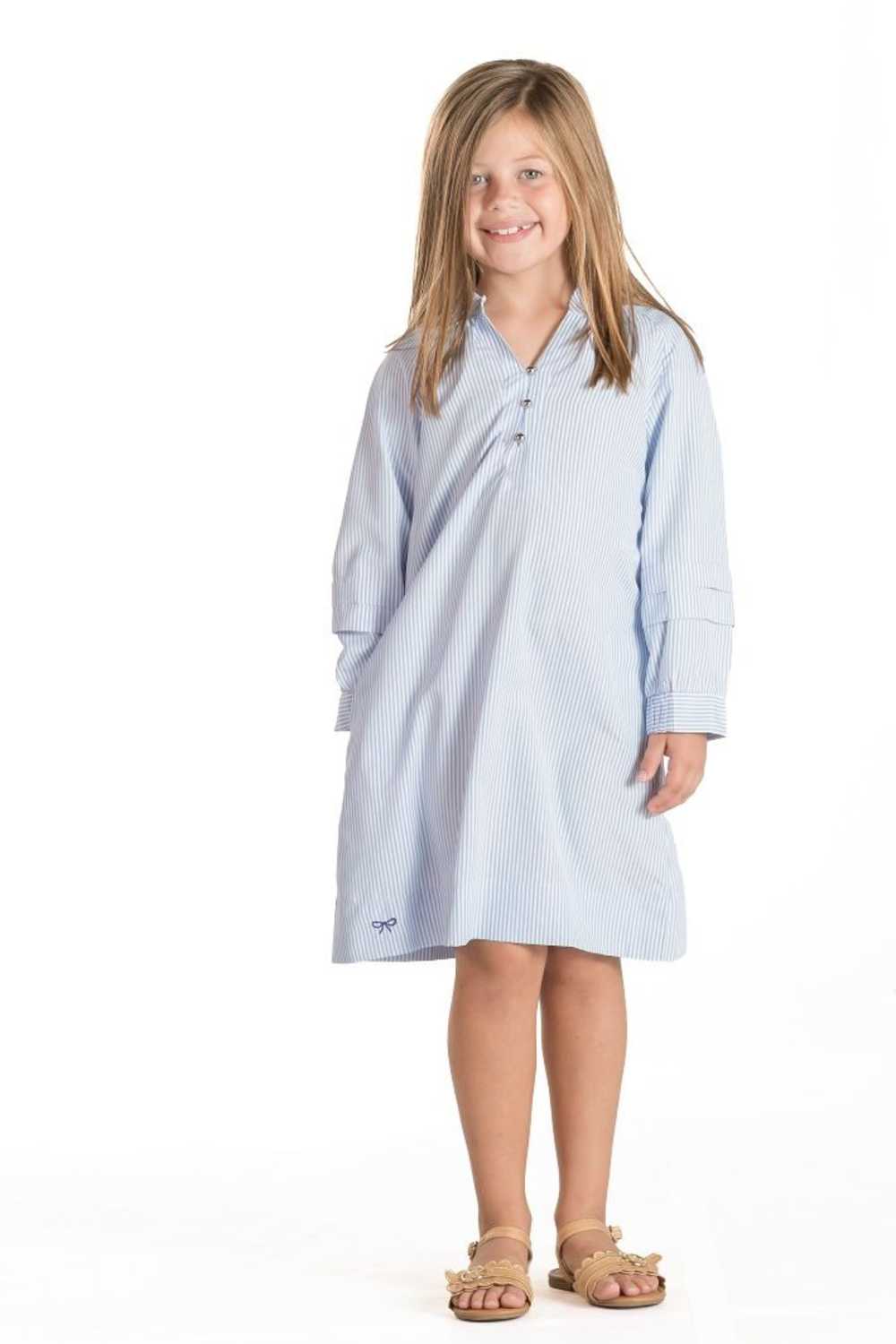 Youth Button Dress for Girls in Blue