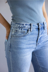 Flying Monkey High Rise Cropped Slim Wide Leg Jeans for Women