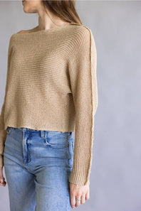 La Miel Off the Shoulder Sweater for Women in Crumb Cake