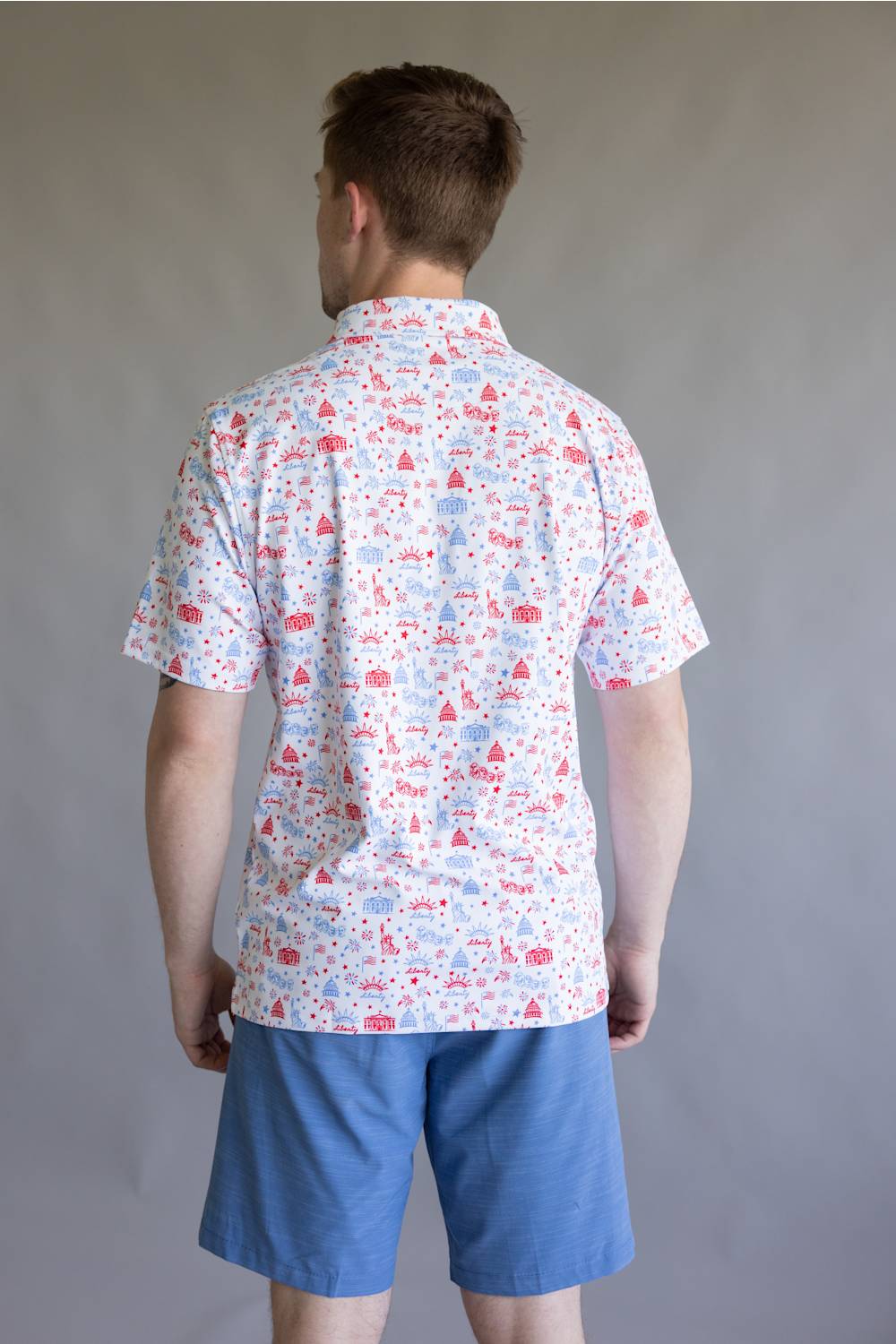 Lady Liberty Printed Polo for Men in White