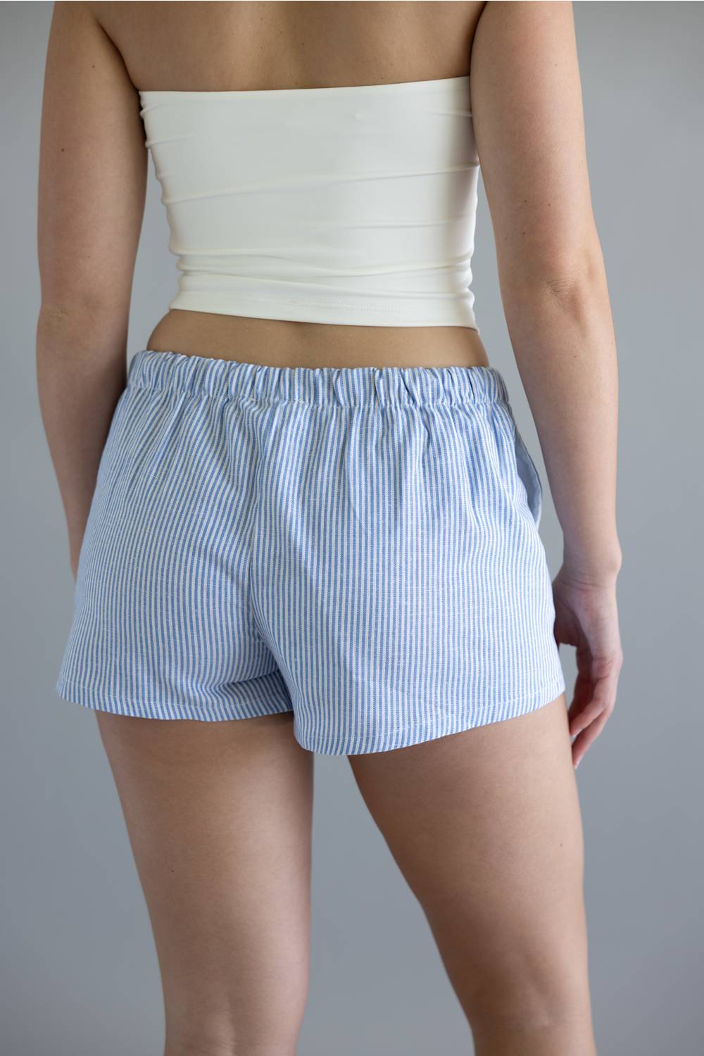 Love Tree Striped Shorts for Women in Blue