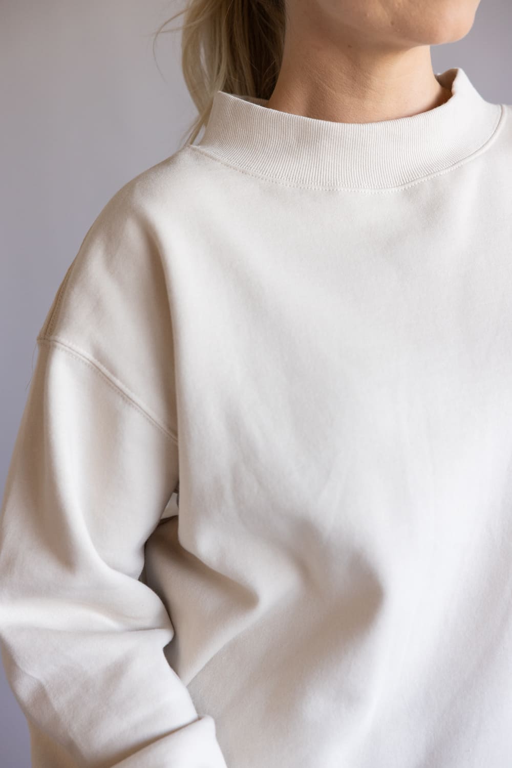 Oversized Mock Neck Pullover for Women in Beige | T3200-BEIGE – Glik's