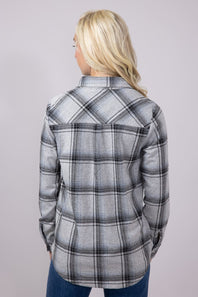 Thread & Supply Lewis Soft Luxe Button Up Shirt for Women in Black/Grey Plaid