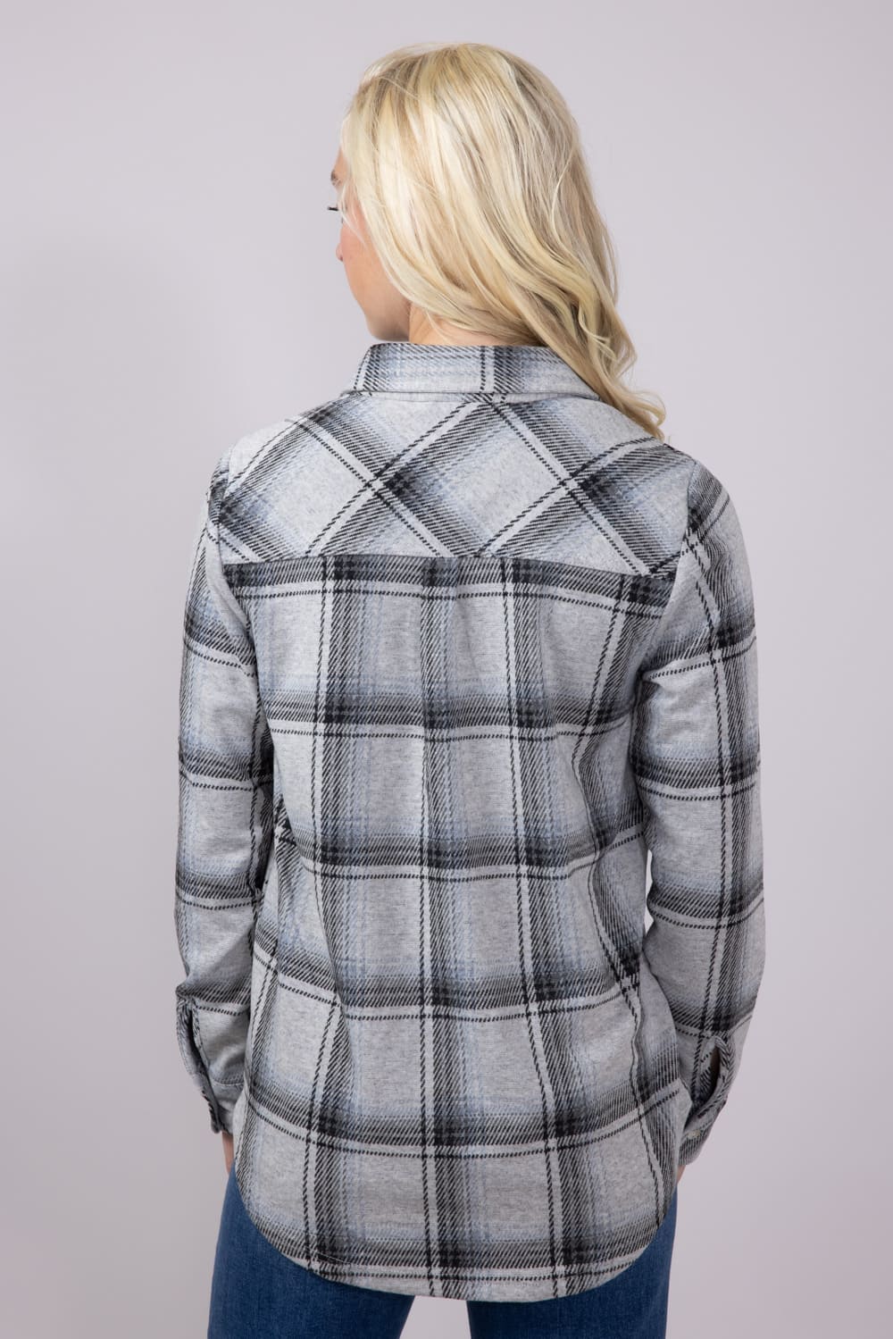 Thread & Supply Lewis Soft Luxe Button Up Shirt for Women in Black/Grey Plaid