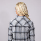 Thread & Supply Lewis Soft Luxe Button Up Shirt for Women in Black/Grey Plaid