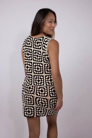 ACOA Crochet Front Tie Top & Skirt Set for Women in Black/Ivory