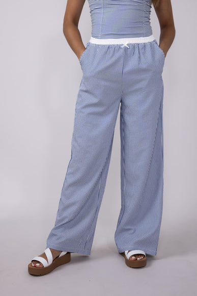 ACOA Pin Stripe Bustier & Pant Set for Women in Blue
