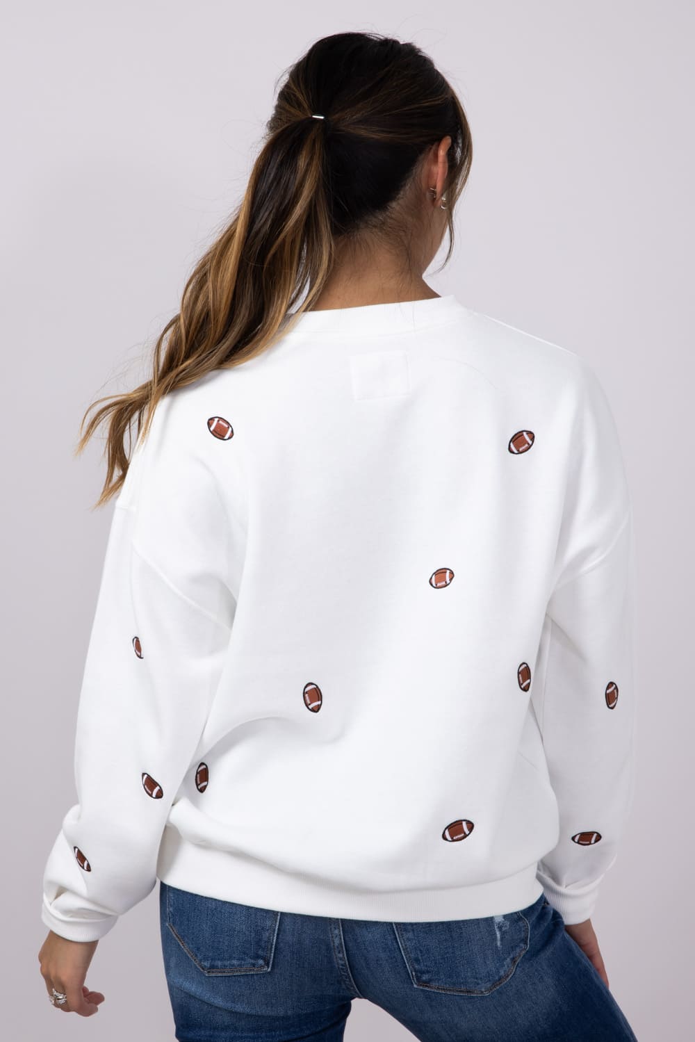 1897 Active Football Embroidered Sweatshirt for Women in Ivory
