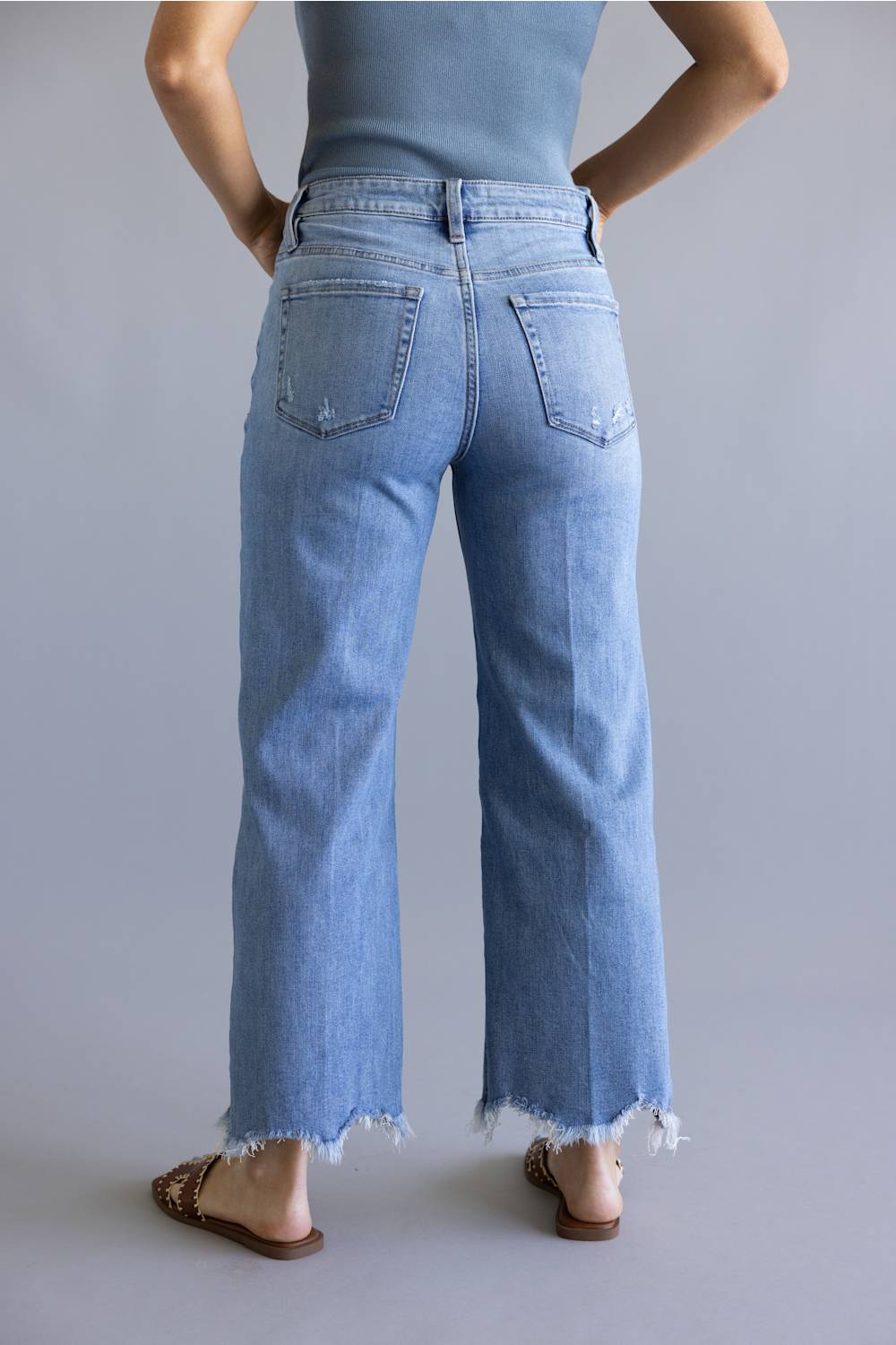 Flying Monkey High Rise Cropped Slim Wide Leg Jeans for Women