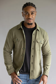 Hallstatt Knit Button Up Fleece Shirt for Men in Spruce Green 