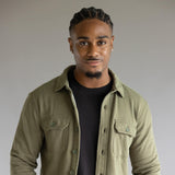 Hallstatt Knit Button Up Fleece Shirt for Men in Spruce Green 