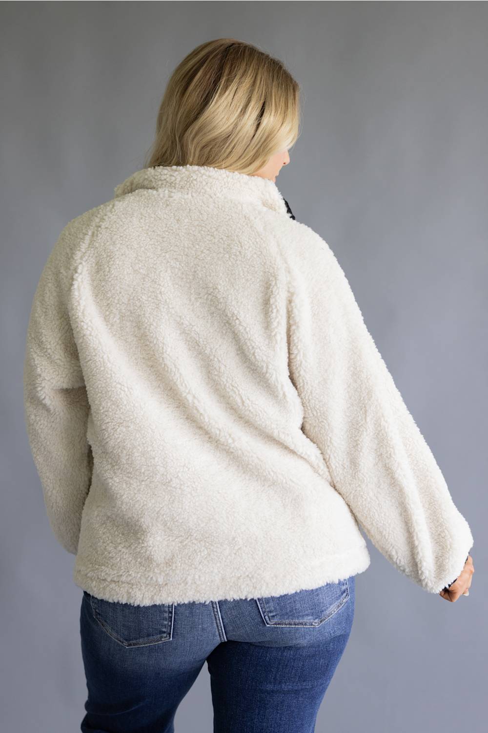 Katydid Sherpa Crochet Jacket for Women in Cream