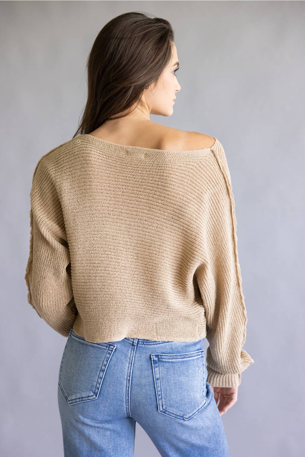 La Miel Off the Shoulder Sweater for Women in Crumb Cake