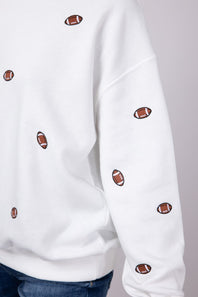 1897 Active Football Embroidered Sweatshirt for Women in Ivory