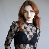 Free People Intimately Lady Lux Sheer Layering Top for Women in Black