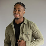 Hallstatt Knit Button Up Fleece Shirt for Men in Spruce Green