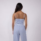 ACOA Pin Stripe Bustier & Pant Set for Women in Blue