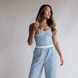 ACOA Pin Stripe Bustier & Pant Set for Women in Blue
