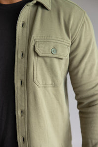 Hallstatt Knit Button Up Fleece Shirt for Men in Spruce Green 