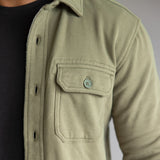 Hallstatt Knit Button Up Fleece Shirt for Men in Spruce Green 