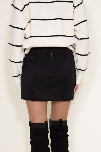 Mustard Seed Snake Skin Mini Skirt for Women in Black