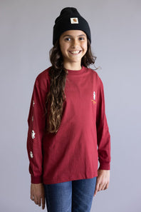 Simply Southern Youth Pumpkin Witch Hat Long Sleeve T-Shirt for Girls in Red