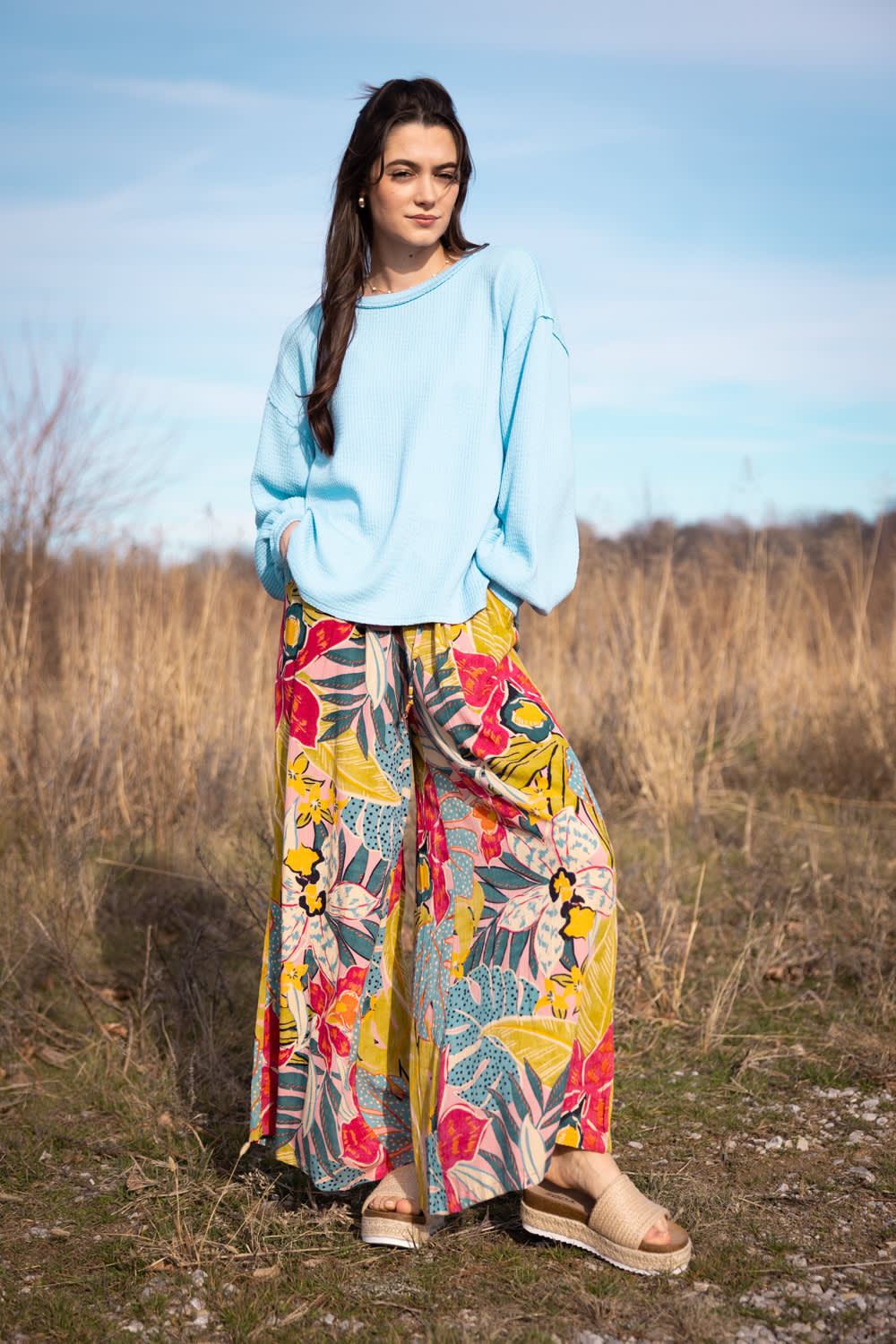 Floral Beach Pants for Women in Pink Multi