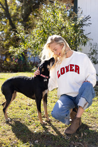 1897 Active Embroidered Lover Sweatshirt for Women in White