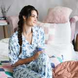 Bow Soft Pajama Set for Women in Blue
