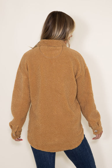Simply Southern Fuzzy Sherpa Shacket for Women in Coffee Brown