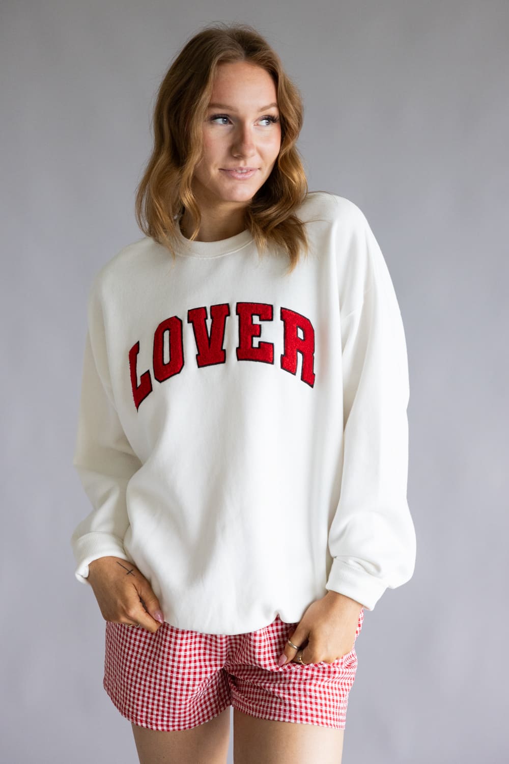 1897 Active Embroidered Lover Sweatshirt for Women in White