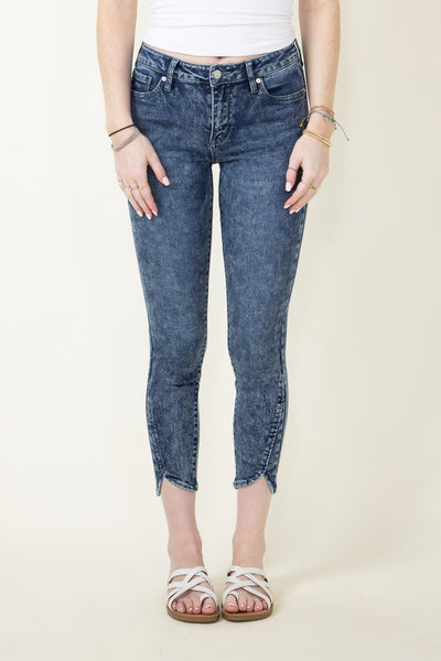KanCan Medium Wash High Rise Fray Hem Ankle Skinny Jeans