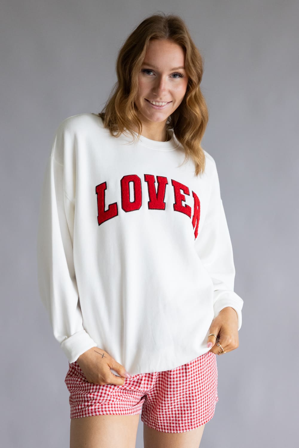 1897 Active Embroidered Lover Sweatshirt for Women in White