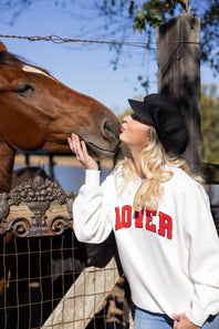 1897 Active Embroidered Lover Sweatshirt for Women in White