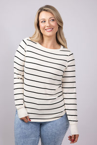 Thread & Supply Stacy Stripe Shirt for Women in Off White/Black