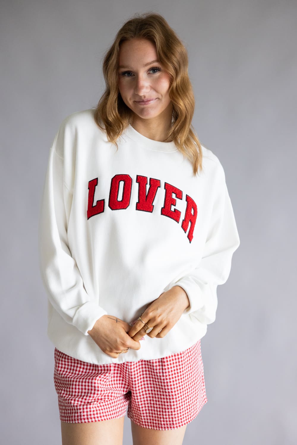 1897 Active Embroidered Lover Sweatshirt for Women in White