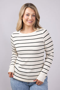 Thread & Supply Stacy Stripe Shirt for Women in Off White/Black