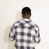 Mens Simply Southern Plaid Fleece Shacket for Men in White